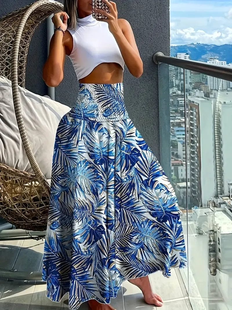 Bohemian Paisley Print High-Waisted A-Line Skirt