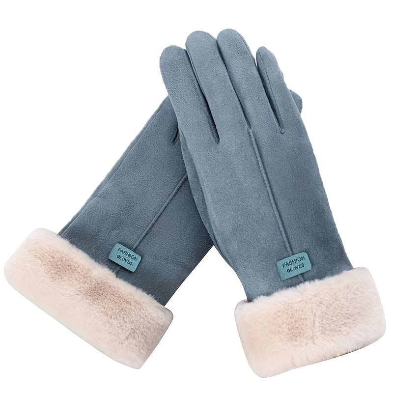 Plush Thermal Winter Gloves for Women Touch Screen Compatible, Thickened for Cold Weather Sports