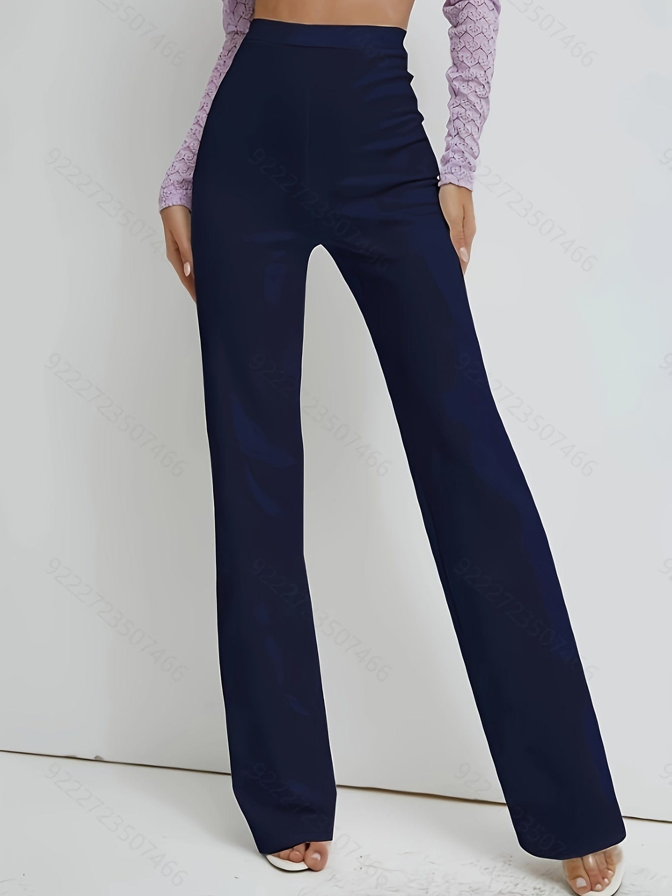 Elegant High Waist Straight Leg Trousers