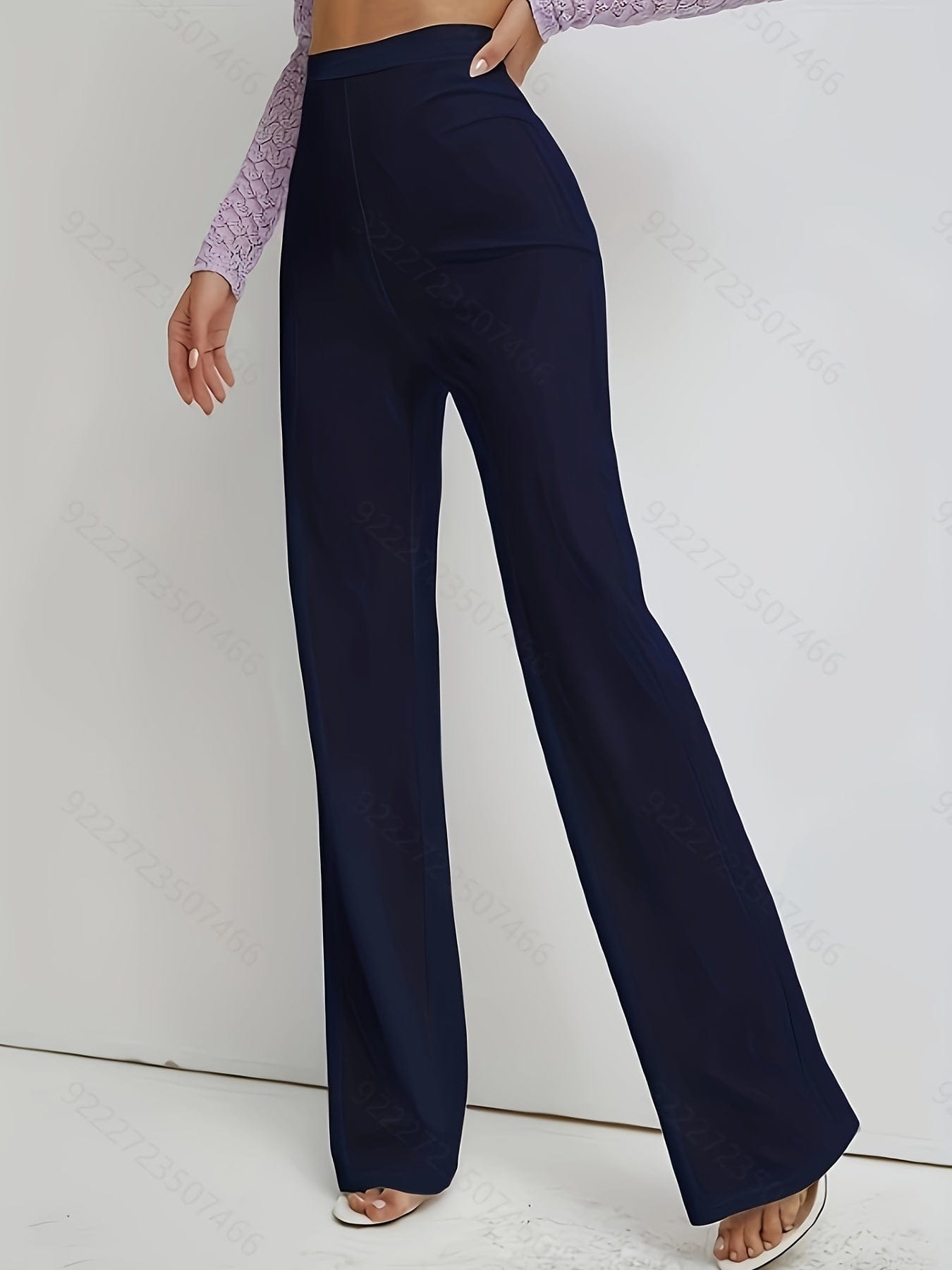 Elegant High Waist Straight Leg Trousers