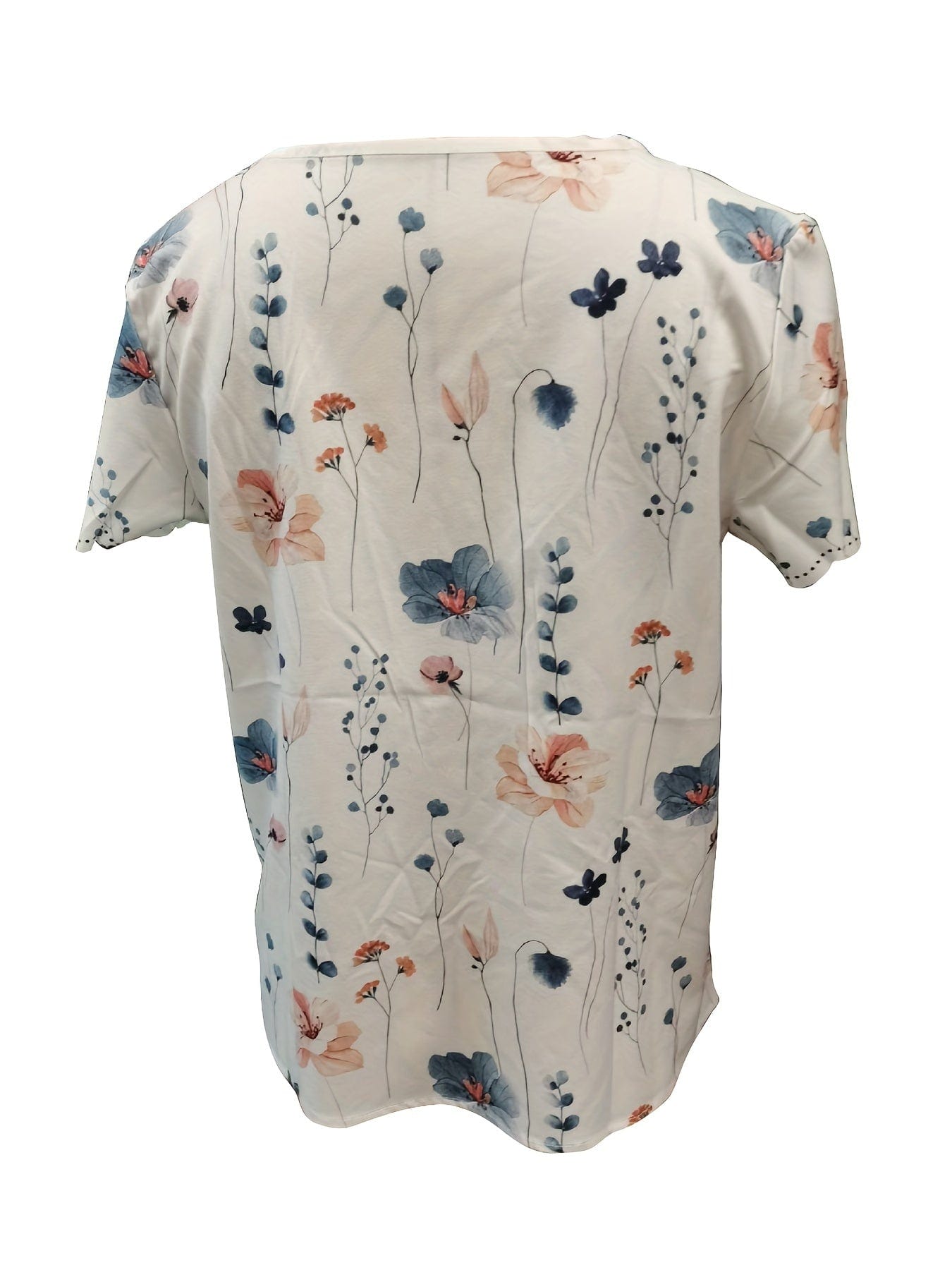 Women's Vibrant Floral Print V-Neck T-Shirt