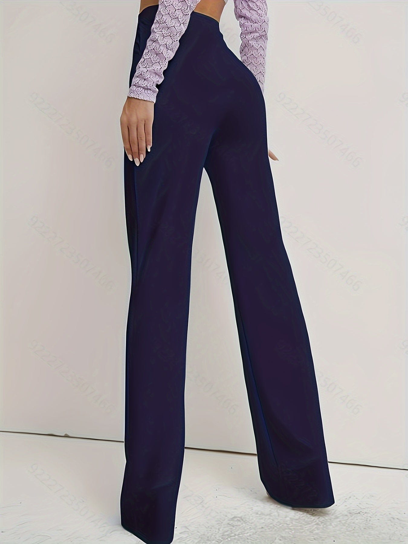 Elegant High Waist Straight Leg Trousers