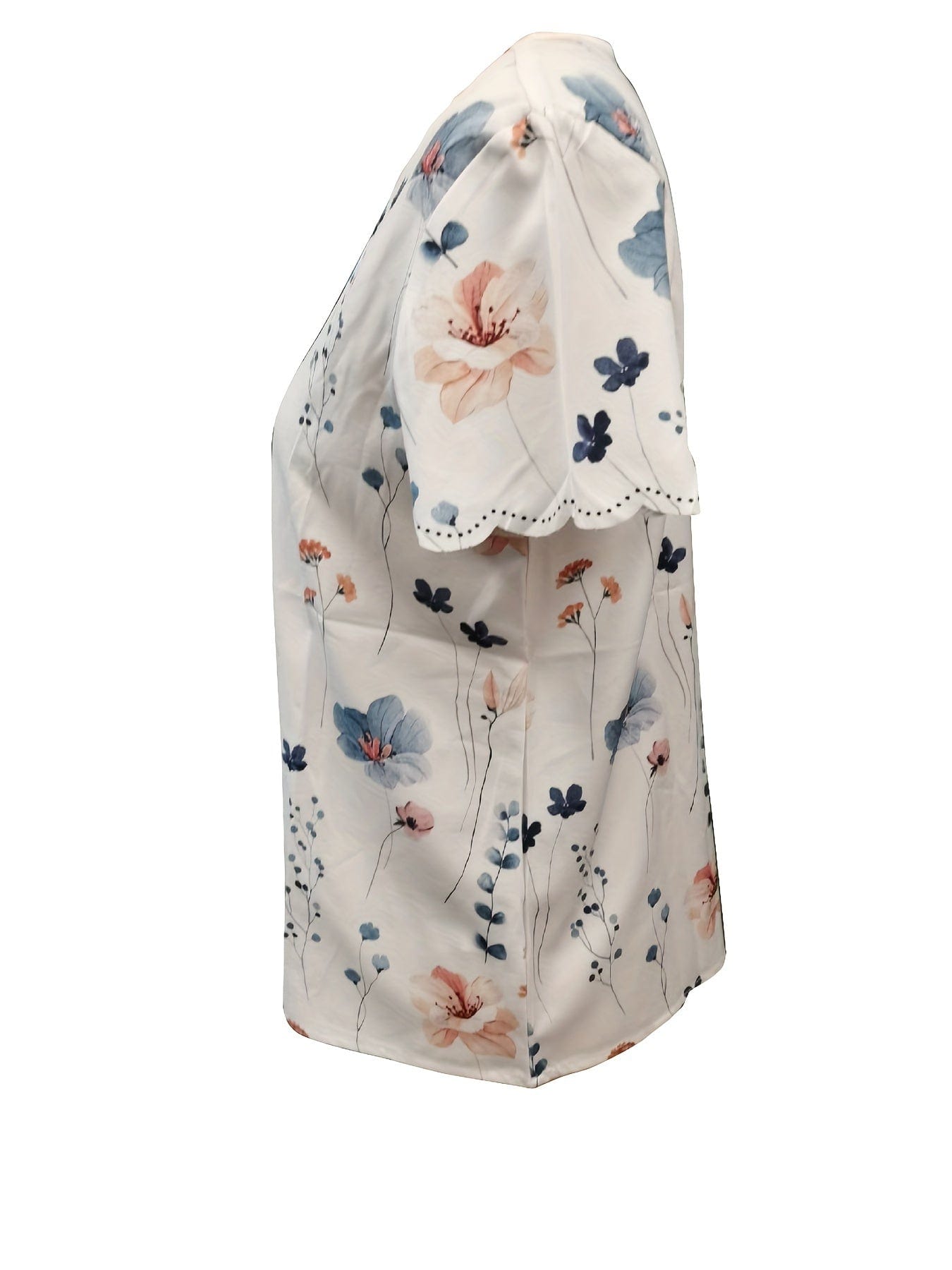 Women's Vibrant Floral Print V-Neck T-Shirt