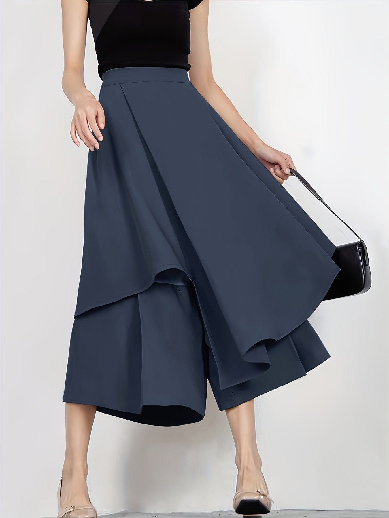 Asymmetrical High-Waist Skir Elegant Loose Fit for Spring & Summer Fashion