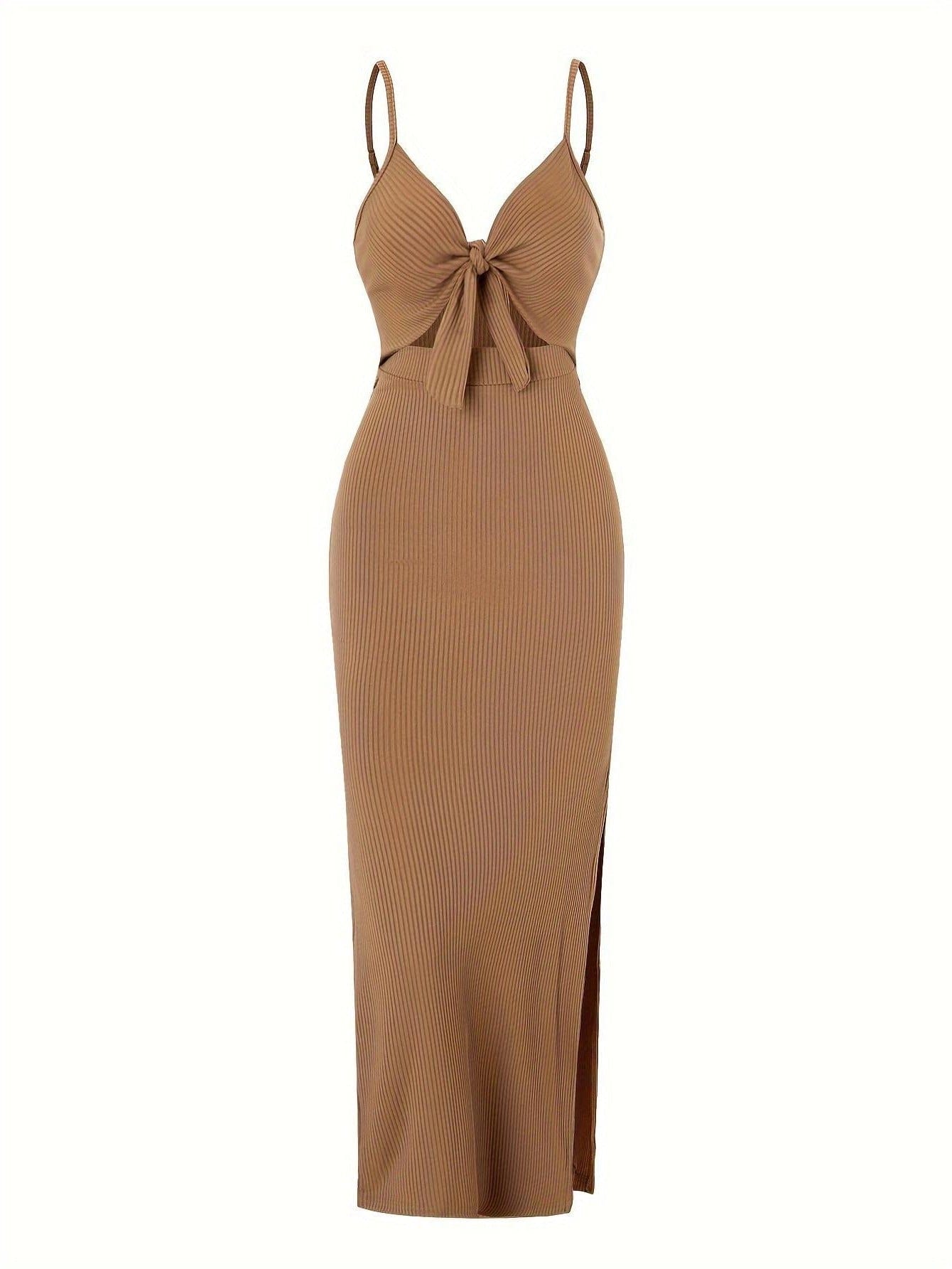 Chic Sleeveless Knit Suspender Dress European American Style for Spring and Summer