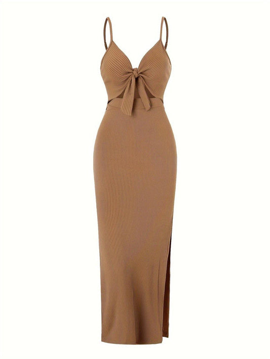 Chic Sleeveless Knit Suspender Dress European American Style for Spring and Summer