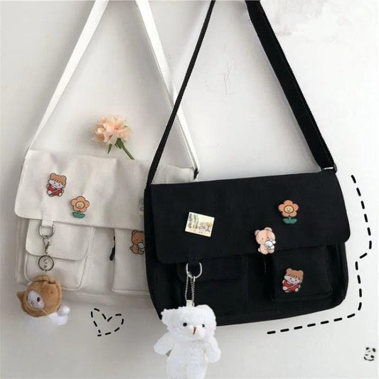 Cute Canvas Handbag for Women – Wild Student Shoulder Bag, Japanese Harajuku