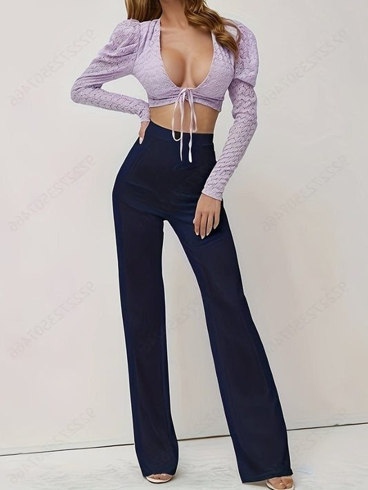 Elegant High Waist Straight Leg Trousers