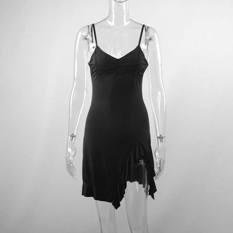 Sleeveless Mini Dress for Women with Backless Design, Streetwear Style featuring Strap and A-Line Cut, Suitable for Party and Club