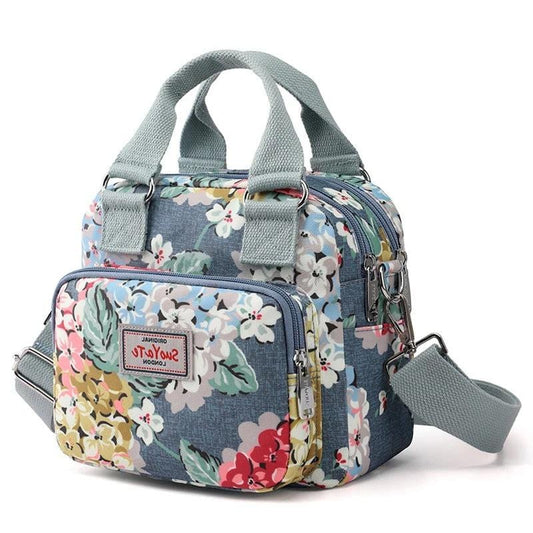 FloraPrint Women's Crossbody Bag – Portable Multi-Pocket Nylon Shoulder & Messenger