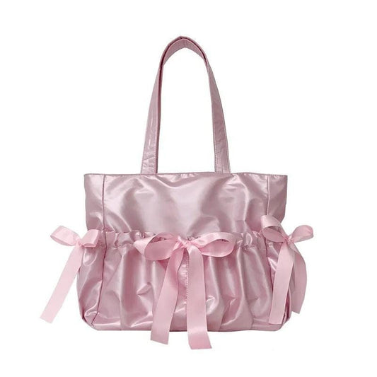Ballet Ribbon Bow Handbag - Sweet Forest Style Double-Sided Large Capacity