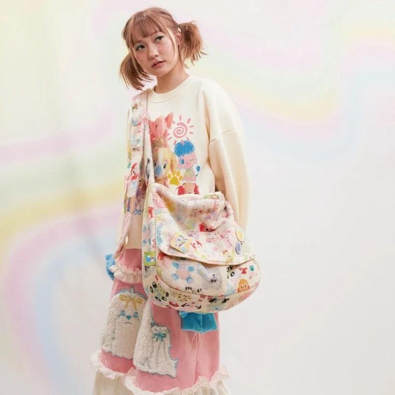 SweetFleece Y2K Girls Shoulder Bag – 2023 Korean Fashion Crossbody Handbag for Women & Teens