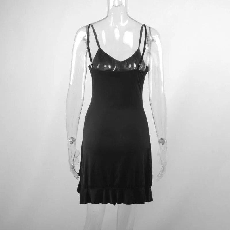 Sleeveless Mini Dress for Women with Backless Design, Streetwear Style featuring Strap and A-Line Cut, Suitable for Party and Club