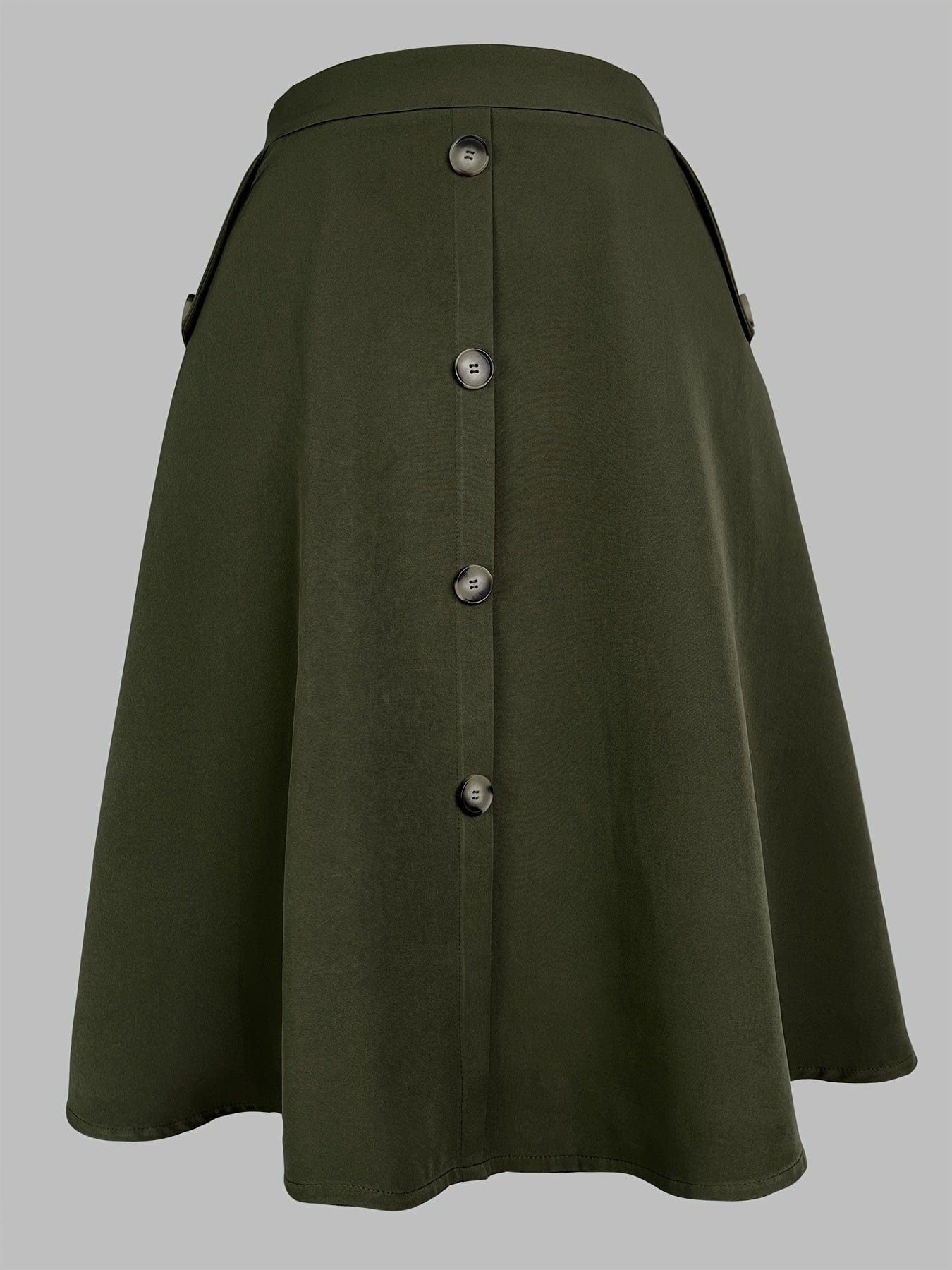 High-Waisted Skirt with Side Pockets, Durable and Easy-Care Design for Timeless Spring/Summer Style