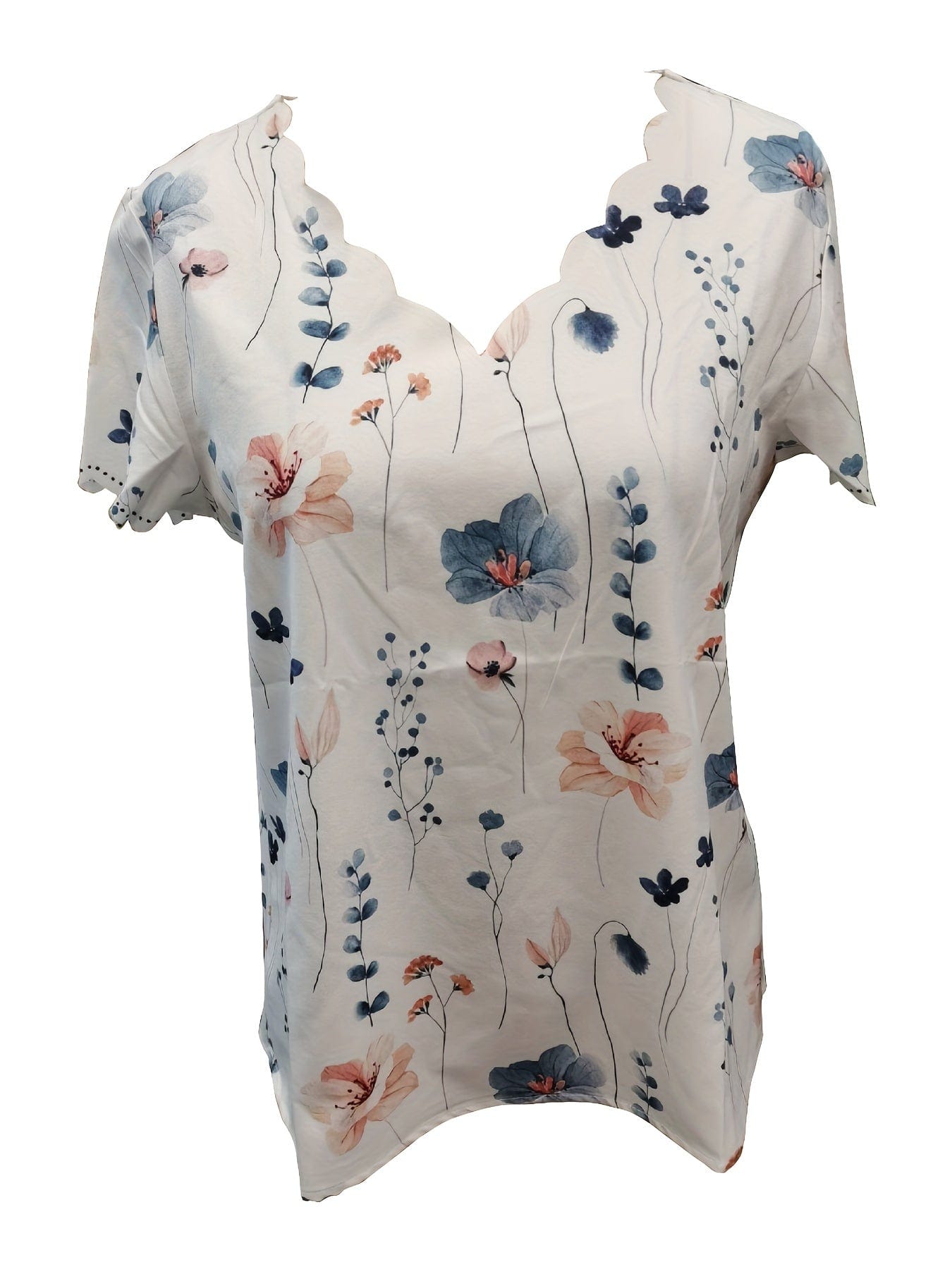 Women's Vibrant Floral Print V-Neck T-Shirt