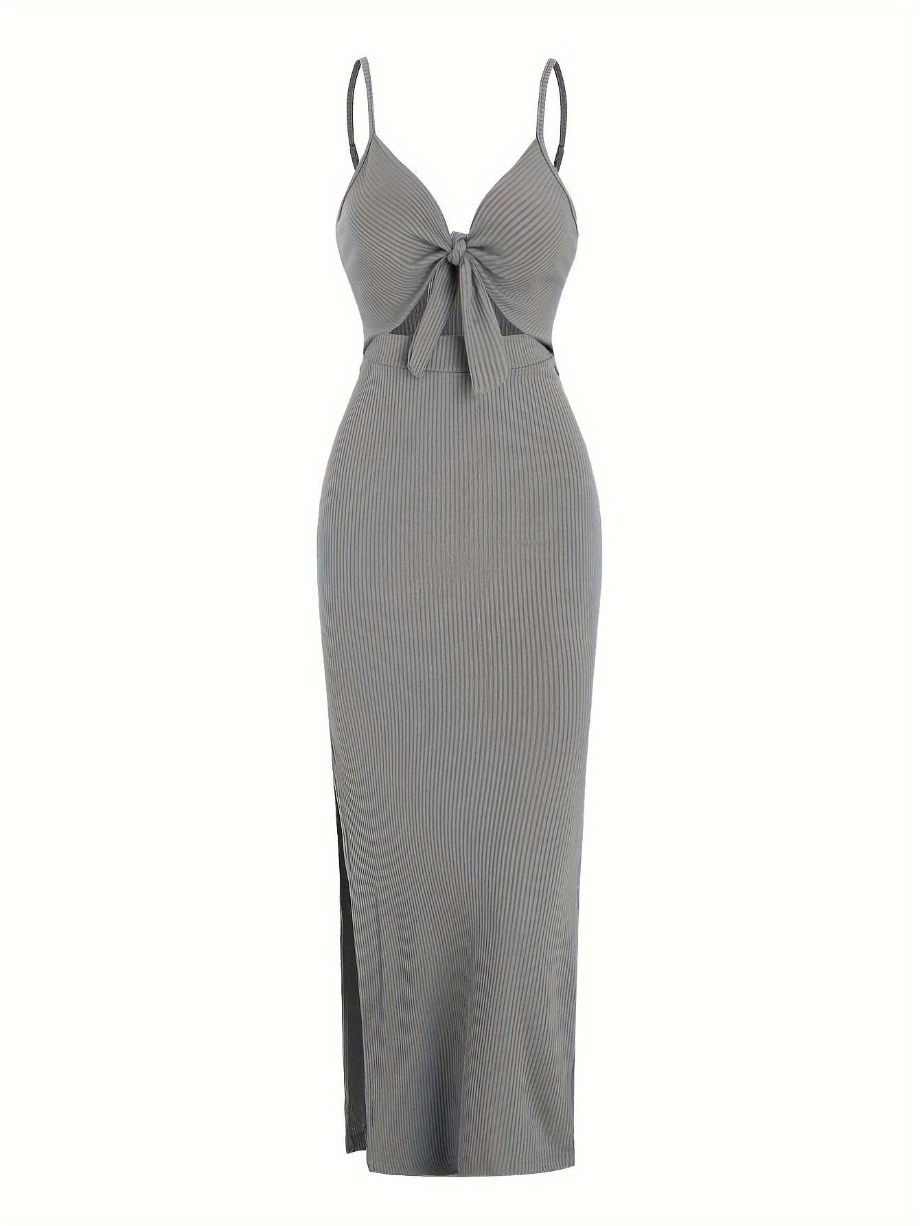 Chic Sleeveless Knit Suspender Dress European American Style for Spring and Summer