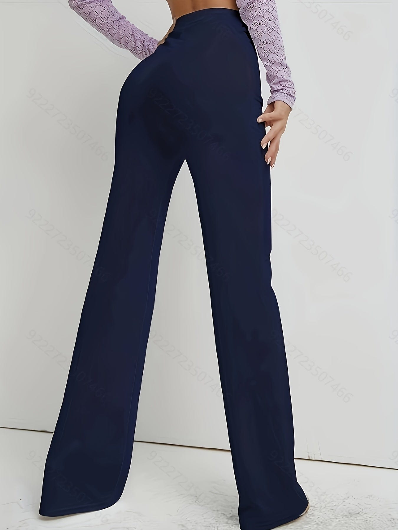 Elegant High Waist Straight Leg Trousers