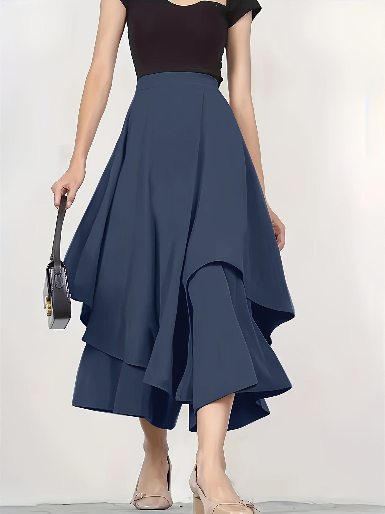 Asymmetrical High-Waist Skir Elegant Loose Fit for Spring & Summer Fashion