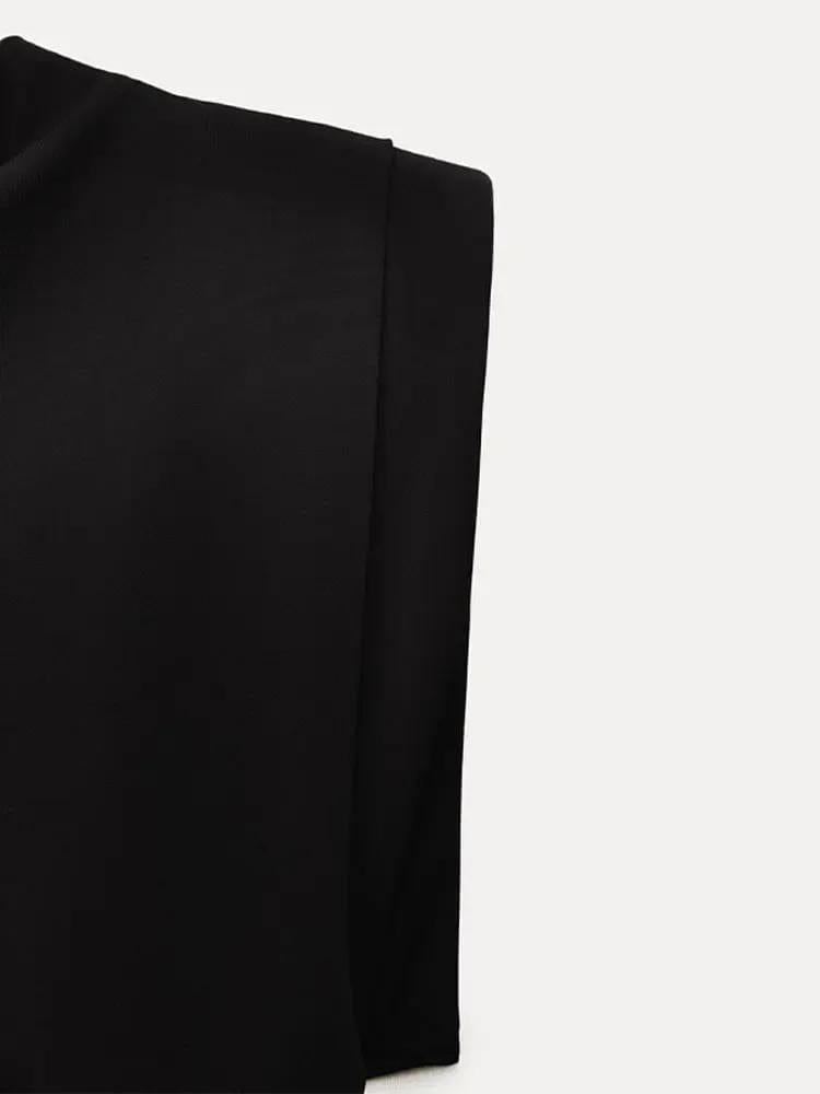 Elegant Women's Black Split Sleeveless Bodycon Dress