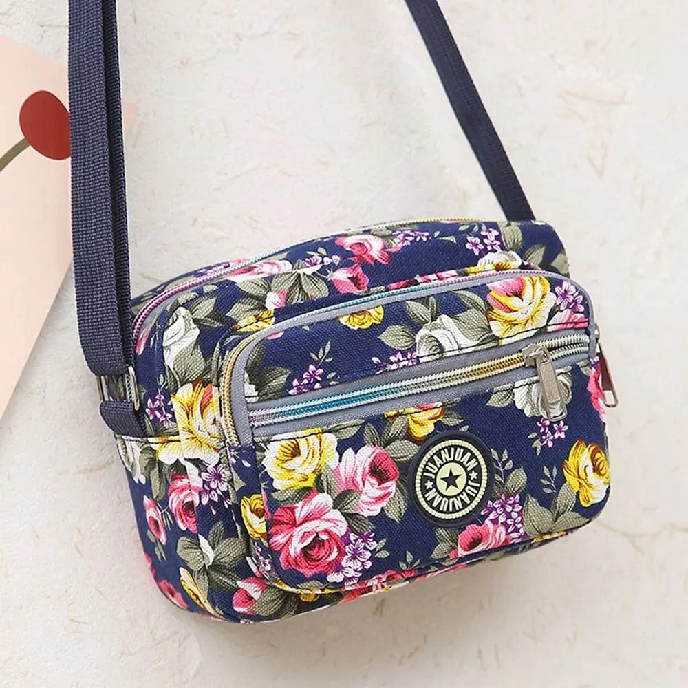 FloraVibe Multi-Layered Floral Print Nylon Shoulder Bag -