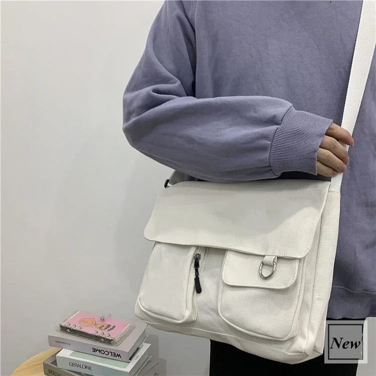 SweetCanvas Simple Messenger Bag – Casual Satchel Shoulder Bag for Women & Girls
