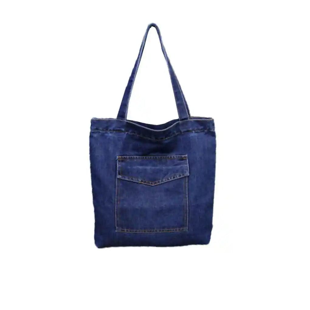 Denimica Large Capacity Denim Shoulder Bag – Fashionable Solid Color Canvas Handbag