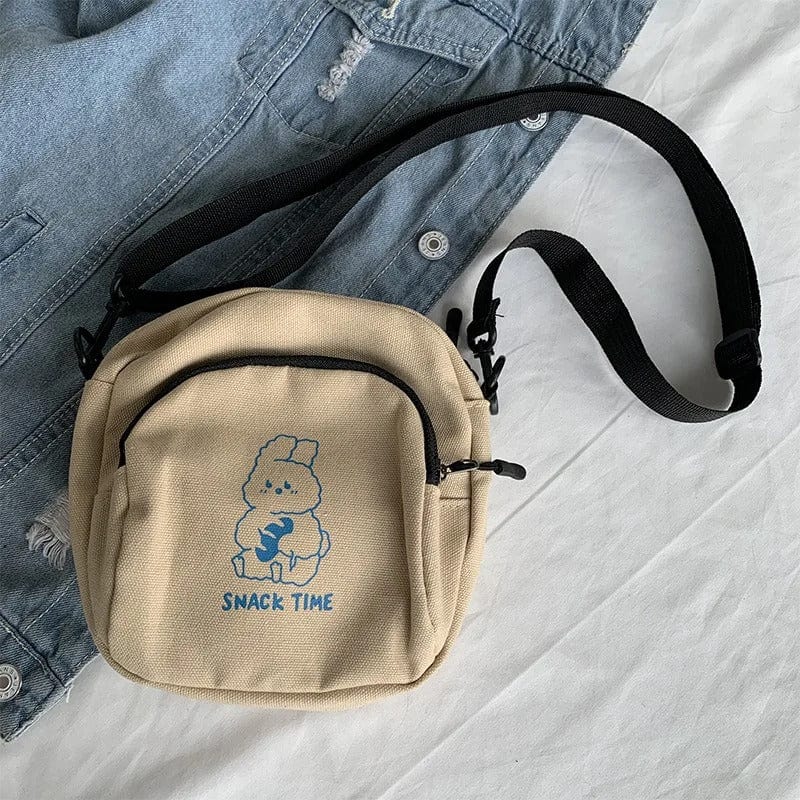 Cute Rabbit Canvas Crossbody Bag for Women – Vintage Messenger Handbag for Students