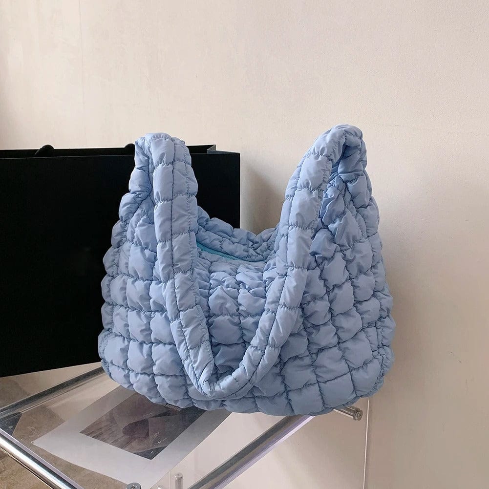 CloudQuilt Quilted Padded Crossbody Bag for Women – Pleated Ruched Tote & Bucket Shoulder Handbag