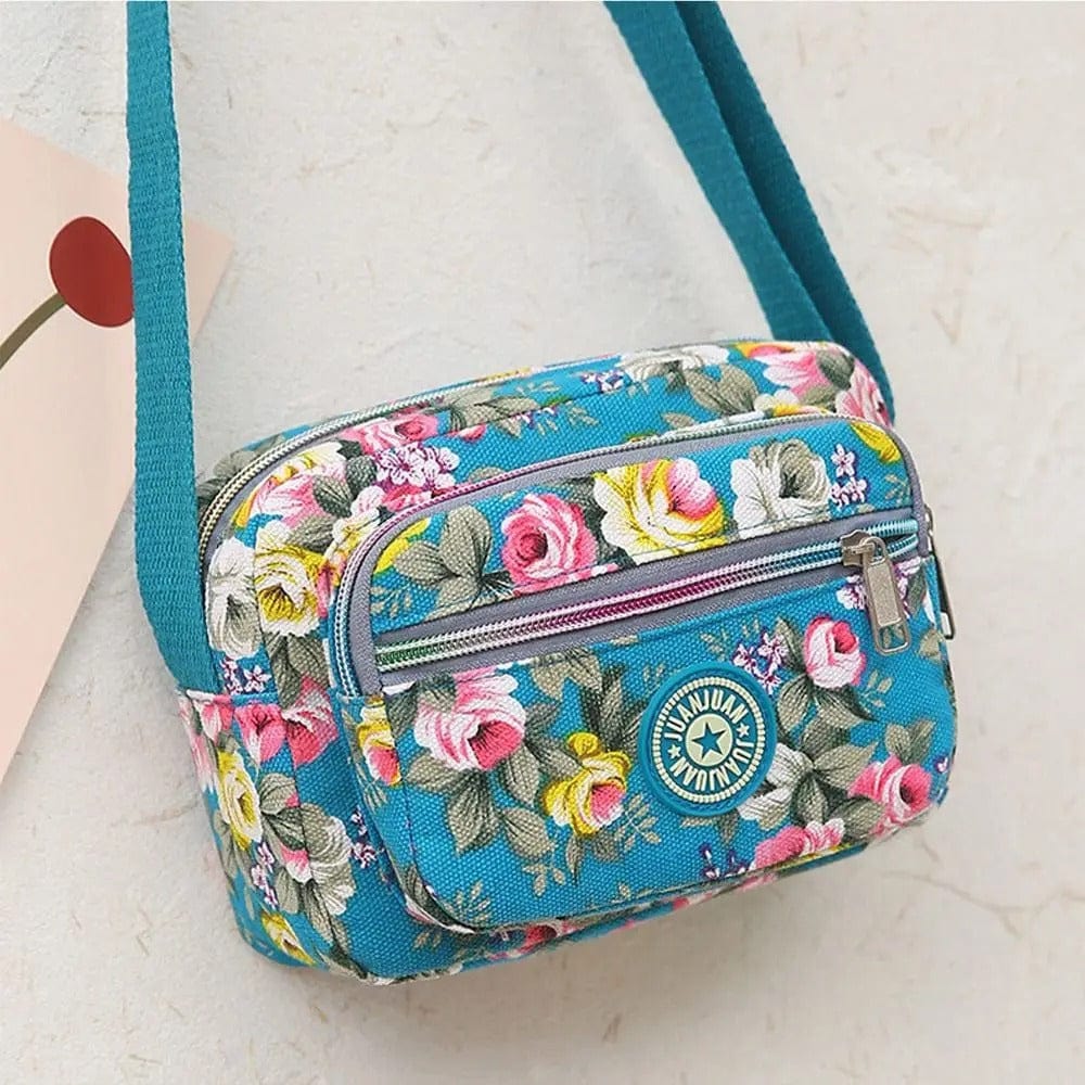 FloraVibe Multi-Layered Floral Print Nylon Shoulder Bag -