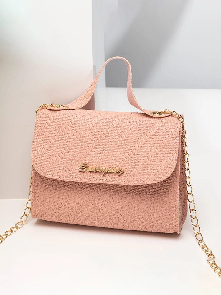 Embossed Chain Square PU Leather Bag – Women’s Large Capacity Shoulder & Crossbody