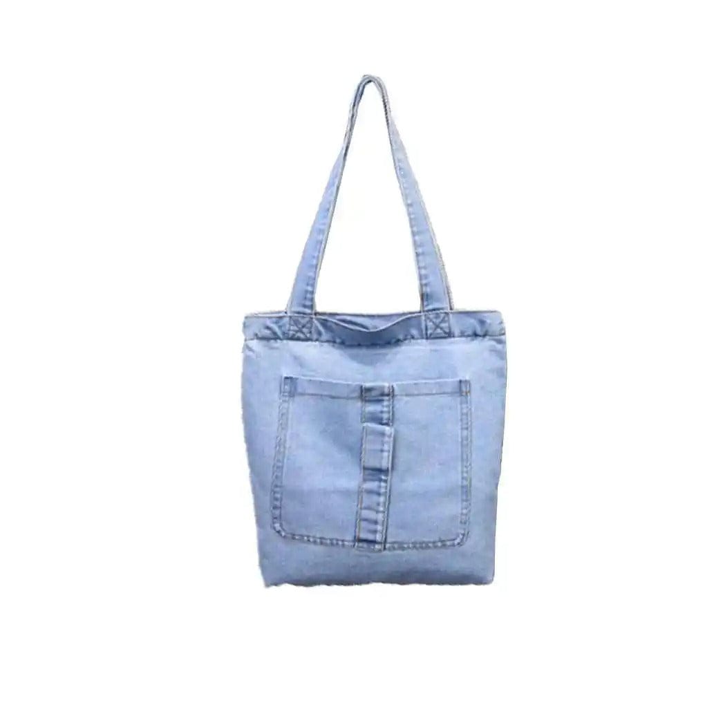 Denimica Large Capacity Denim Shoulder Bag – Fashionable Solid Color Canvas Handbag