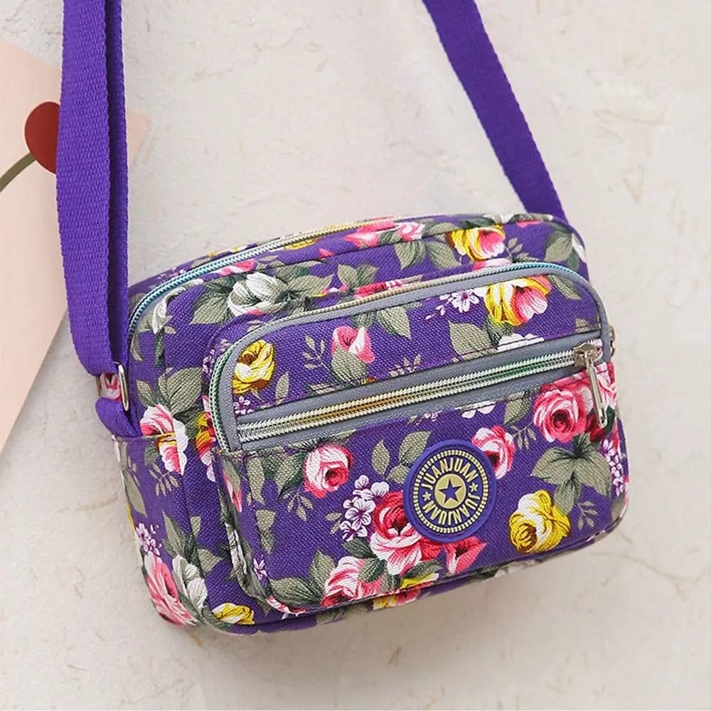FloraVibe Multi-Layered Floral Print Nylon Shoulder Bag -