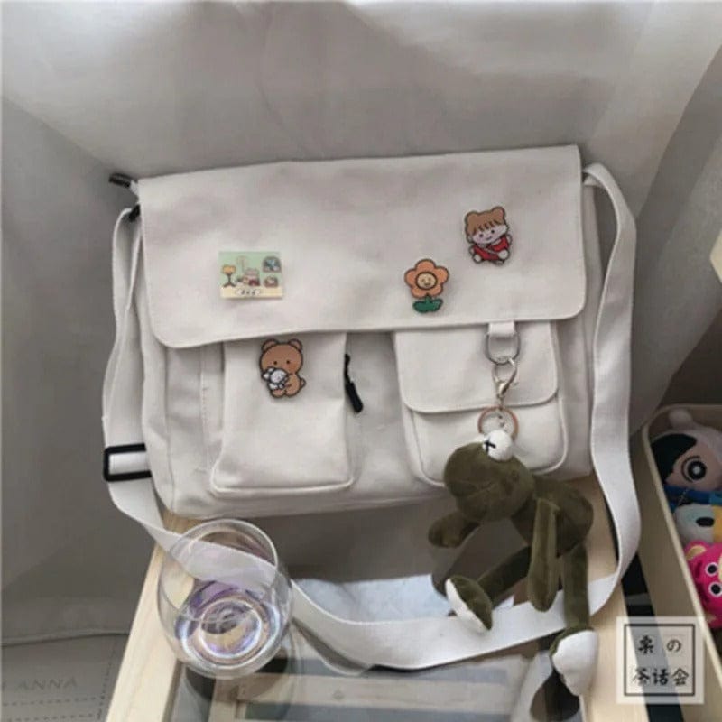 SweetCanvas Simple Messenger Bag – Casual Satchel Shoulder Bag for Women & Girls