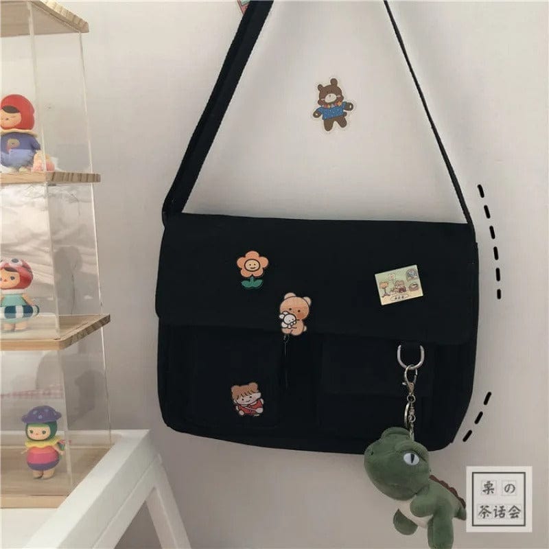 Cute Canvas Crossbody Bag for Women – Wild Student Shoulder Bag, Japanese Harajuku
