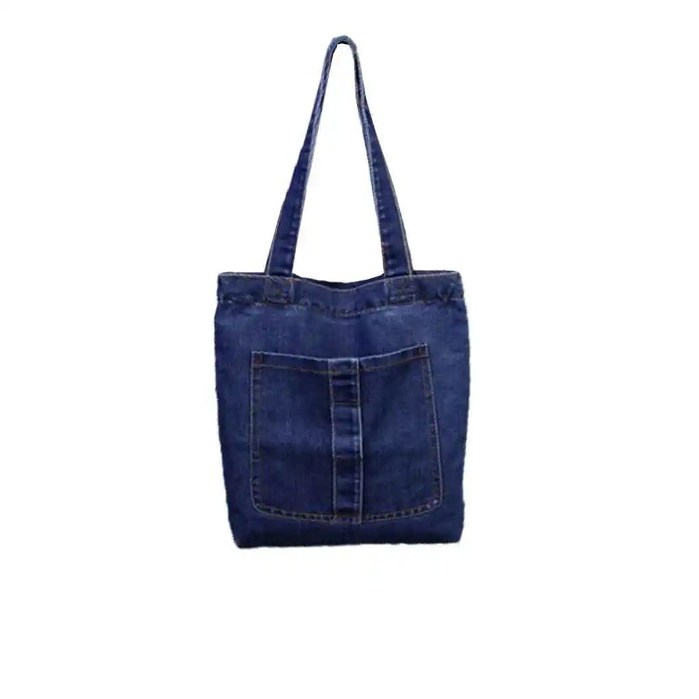 Denimica Large Capacity Denim Shoulder Bag – Fashionable Solid Color Canvas Handbag