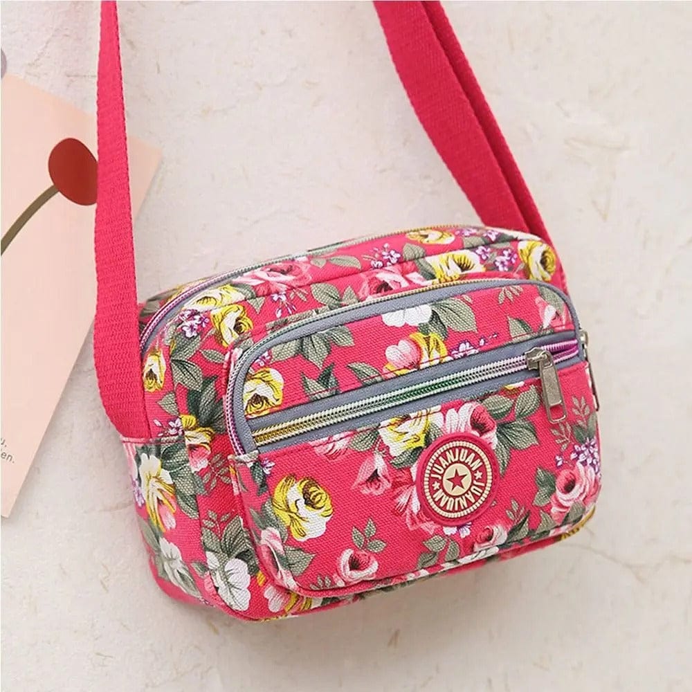 FloraVibe Multi-Layered Floral Print Nylon Shoulder Bag -