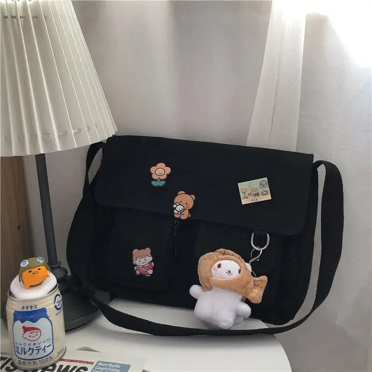 Cute Canvas Crossbody Bag for Women – Wild Student Shoulder Bag, Japanese Harajuku