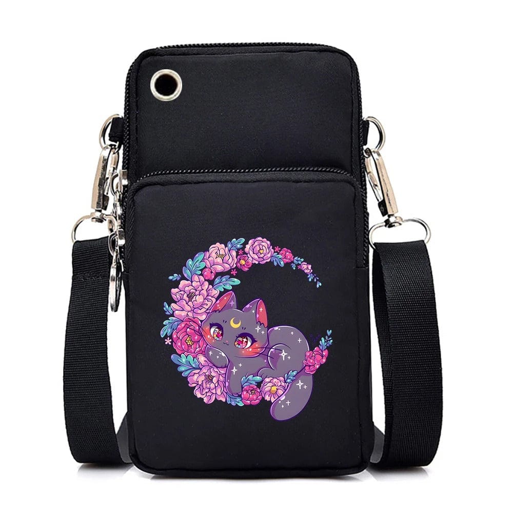 CatLover Mini Phone Bag – Just a Girl Who Loves Cats Print Crossbody Purse for Teens