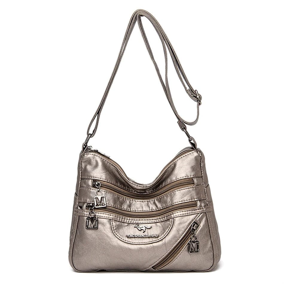 Luxury Soft Leather Crossbody Bag – Designer Multi-Pocket Shoulder Handbag for Women