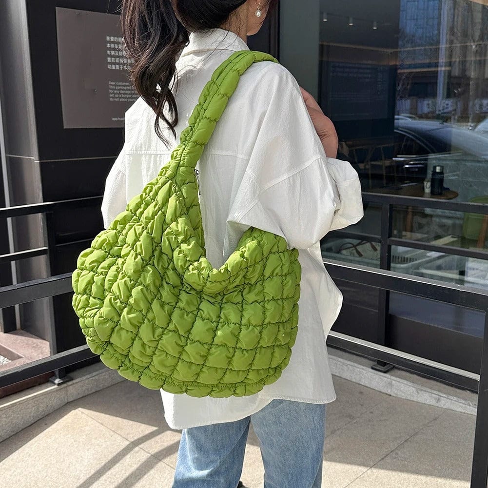 CloudQuilt Quilted Padded Crossbody Bag for Women – Pleated Ruched Tote & Bucket Shoulder Handbag