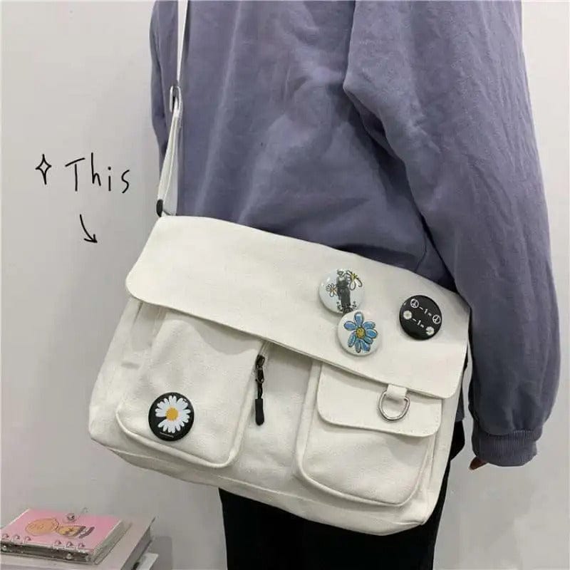 Cute Canvas Crossbody Bag for Women – Wild Student Shoulder Bag, Japanese Harajuku