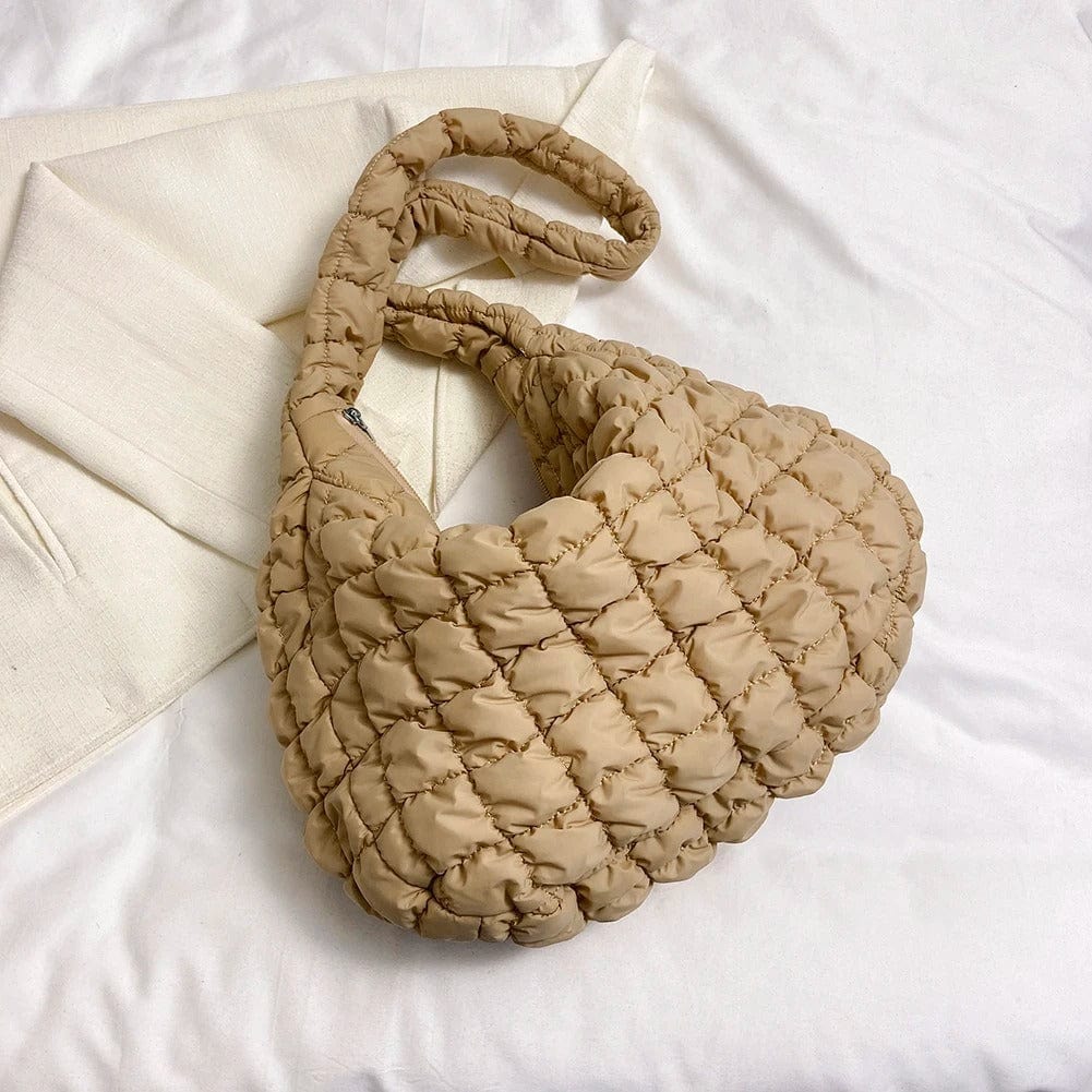 CloudQuilt Quilted Padded Crossbody Bag for Women – Pleated Ruched Tote & Bucket Shoulder Handbag