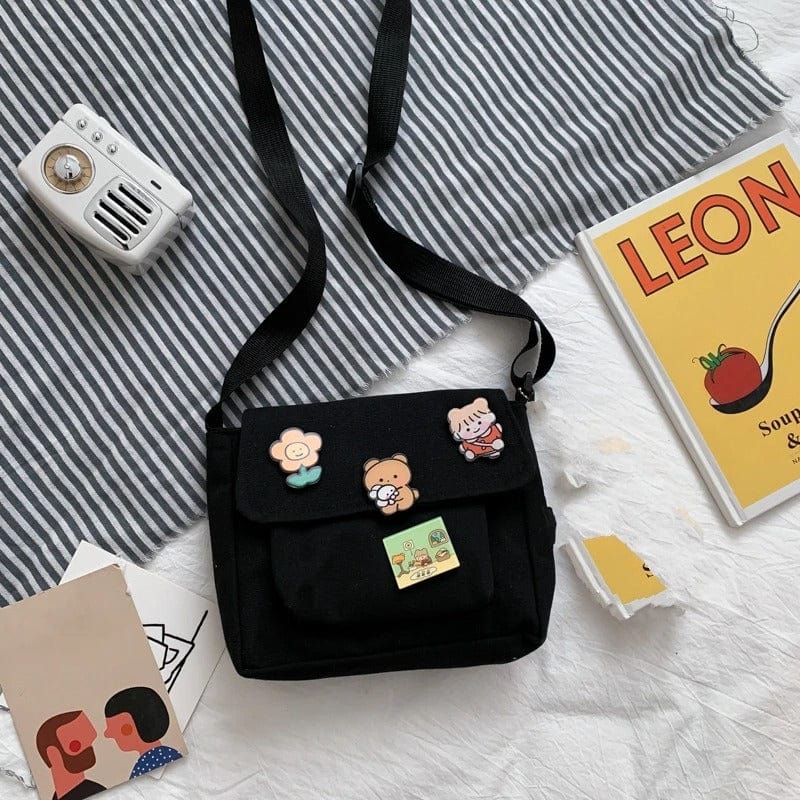 Cute Canvas Crossbody Bag for Women – Wild Student Shoulder Bag, Japanese Harajuku