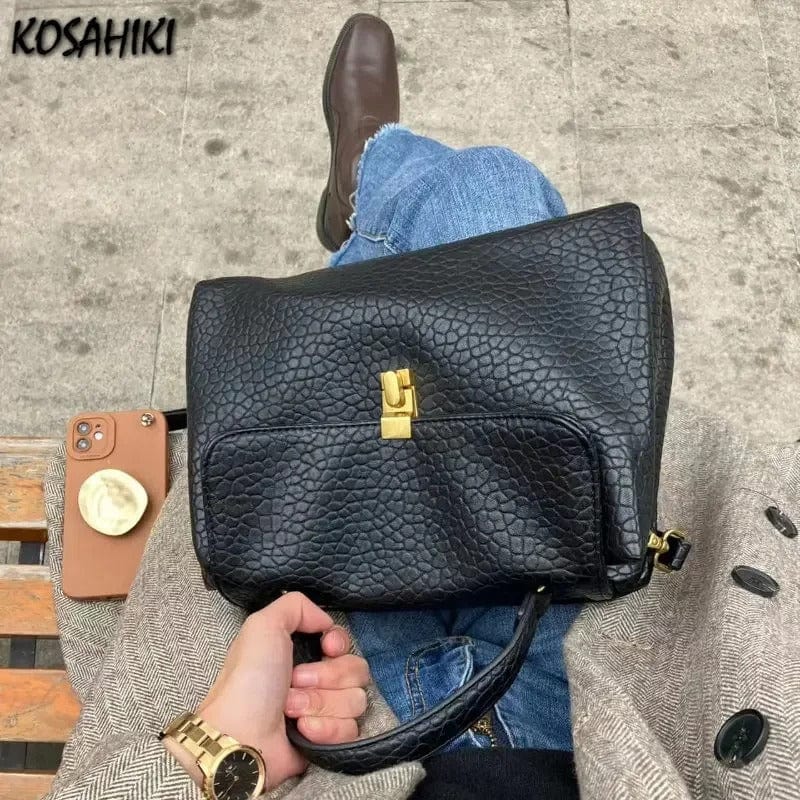 ElegantChic Fashion Personality Solid Top-Handle Bag – Y2K Trendy Women's Handbag