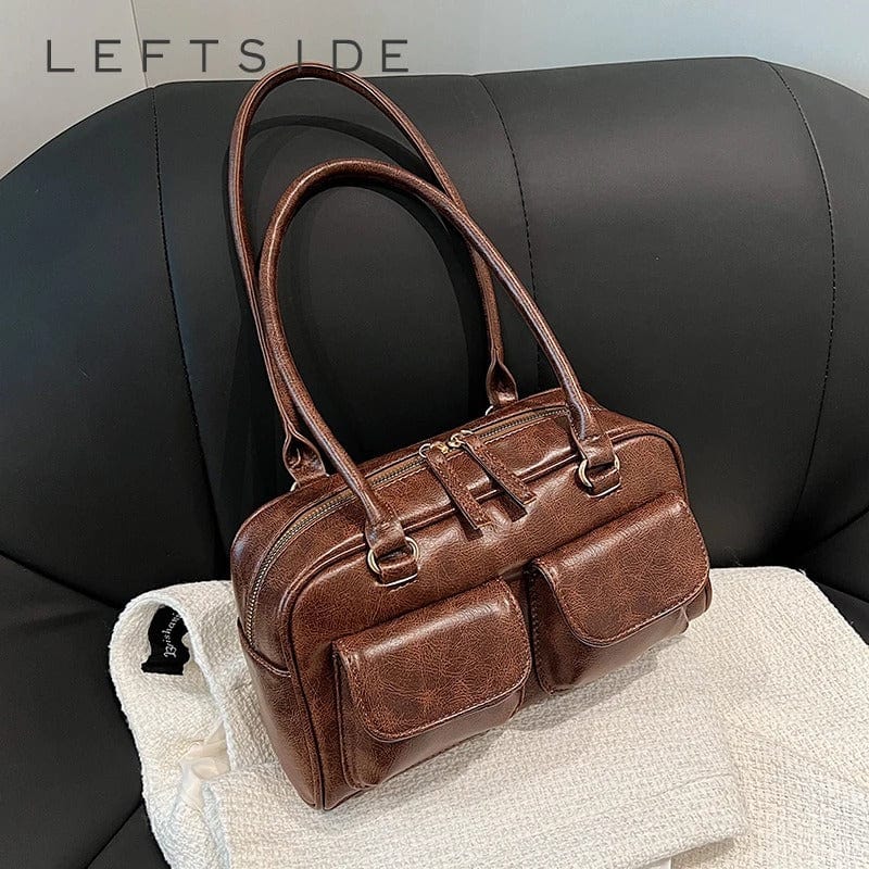 LEFTSIDE Small Double Pockets Shoulder Bag for Women – 2023 Trendy Designer