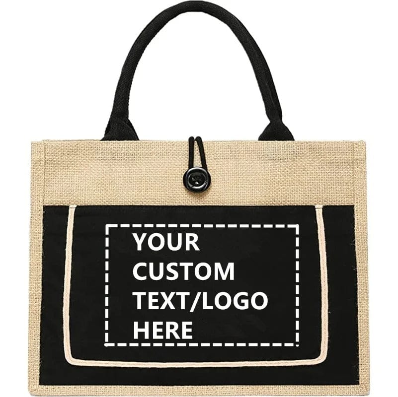 DINYAO 2024 Custom Jute Shopping Bag – High-Quality Personalized Logo Tote & Beach Handbag