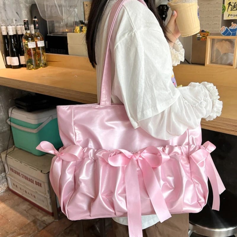 Ballet Ribbon Bow Handbag - Sweet Forest Style Double-Sided Large Capacity