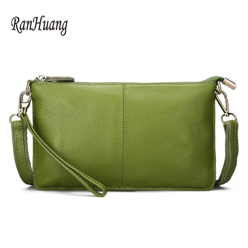 RanHuang Women’s Genuine Leather Day Clutch – Candy Color Shoulder Bag, Small Crossbody