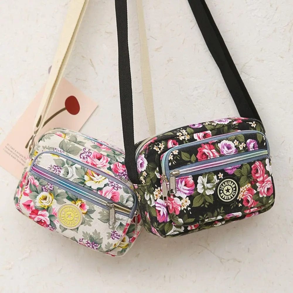 FloraVibe Multi-Layered Floral Print Nylon Shoulder Bag -