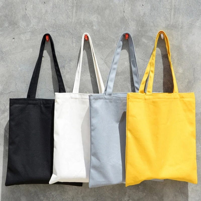 Solid Canvas Casual Tote Shoulder Bag for Women – Eco-Friendly DIY Shopping Bag for Girls